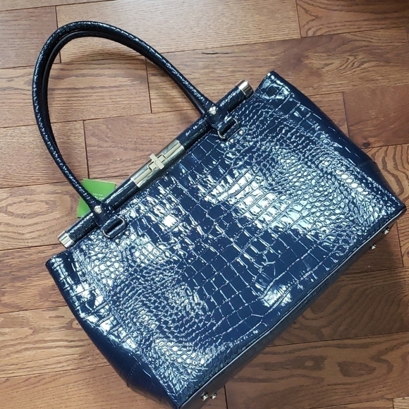 Kate SPADE Blue Embossed Leather Satchel.NWT - Picture 1 of 11